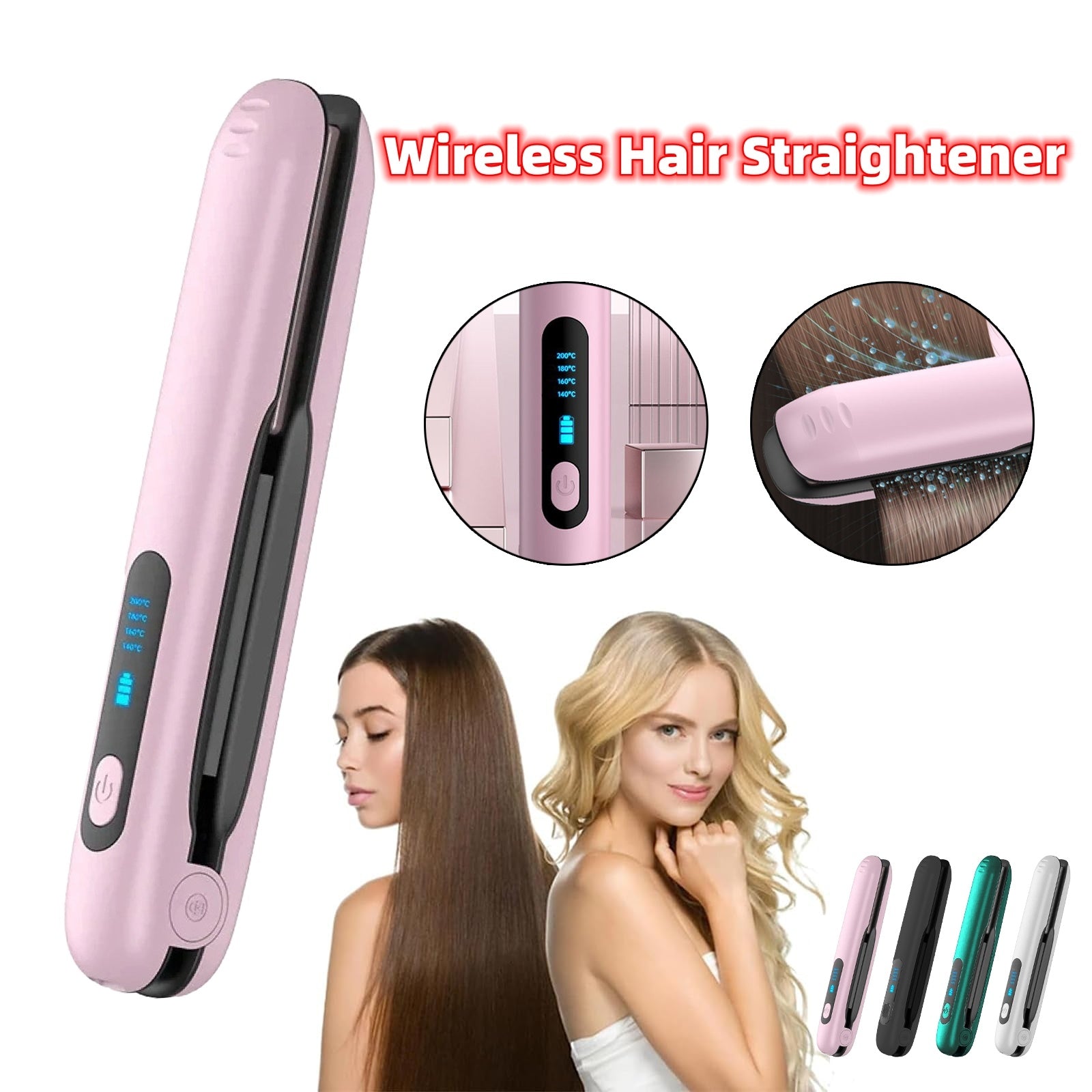 Wireless Hair Straightener  2 IN 1 Roller