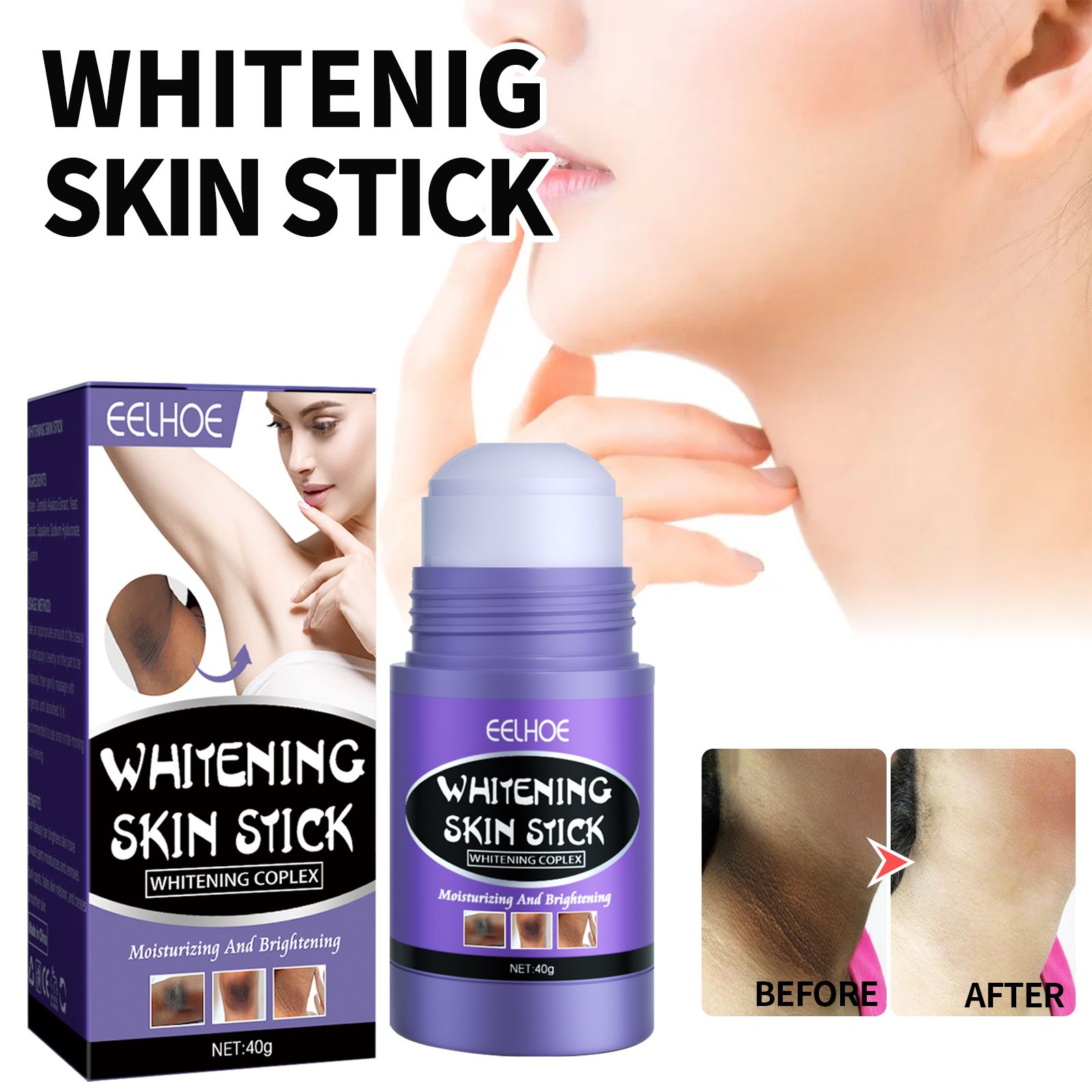 EELHOE Skin Beauty Stick Repairing Skin Reducing Melanin Hydrating Whitening Brightening Skin Care Cream Stick CJ