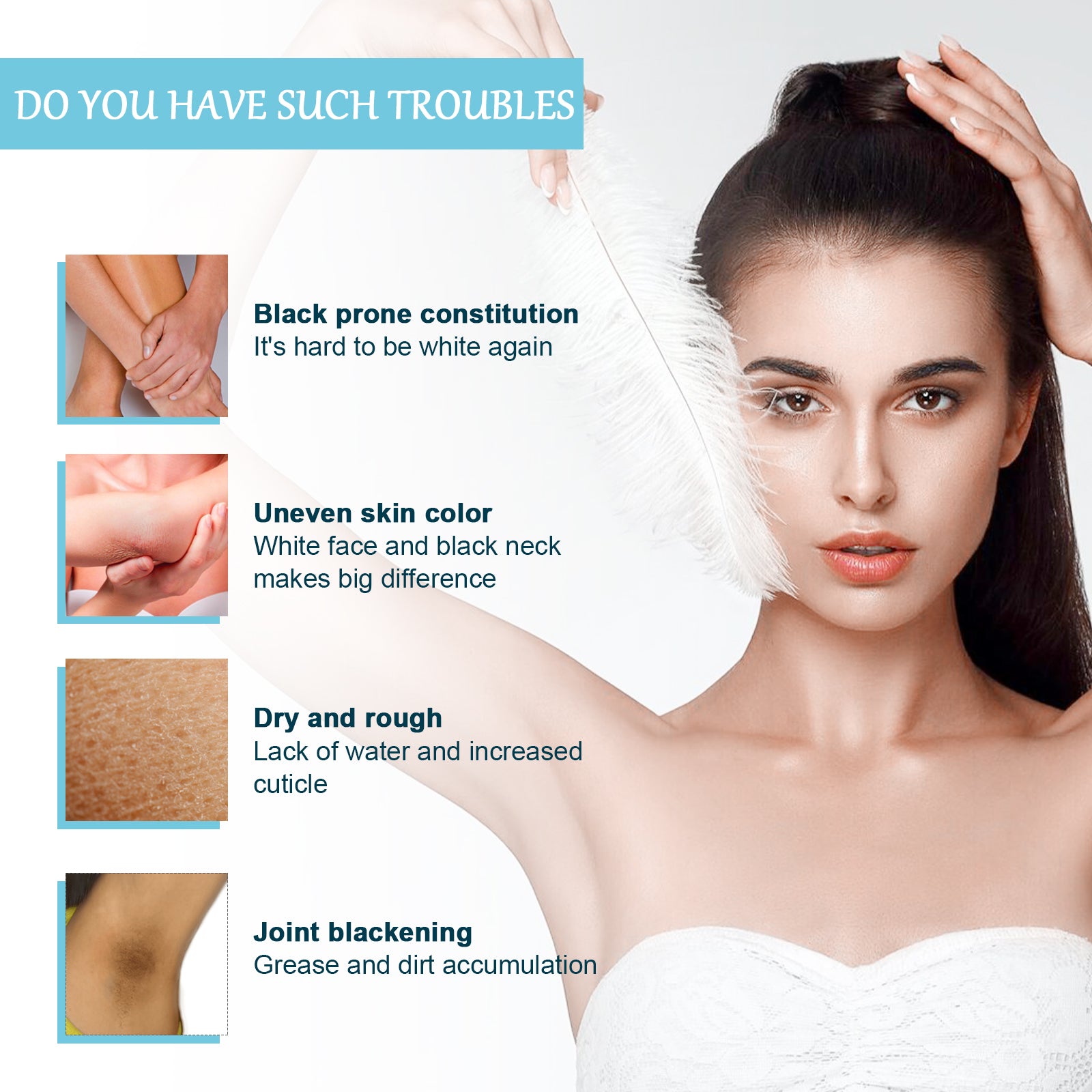 OUHOE Body Toner Lightening Armpit Knee Joint Dark Moisturizing Skin Whitening Body Beauty Care CJ